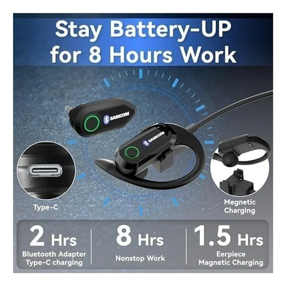 SAMCOM X7 Wireless Bluetooth Walkie Talkie Earpiece K-Type 2-Pin Headset Kit